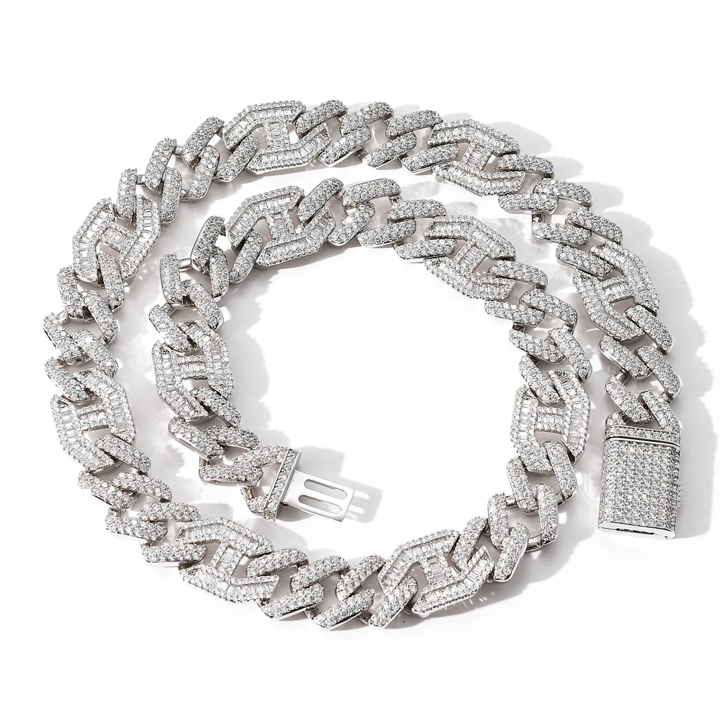 

2021 New 15mm 5A CZ Cuban Link Chain Necklace Bracelet Set Iced Out Bling Hip Hop Big Chunky Women Men Cuban Chain Necklaces