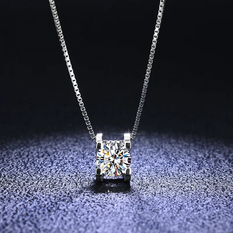 925 Sterling Silber Diamant Halskette VVS1 D Farbe Moissanite Anhänger Halskette Hochzeit Schmuck für Frauen Mädchen Geschenk