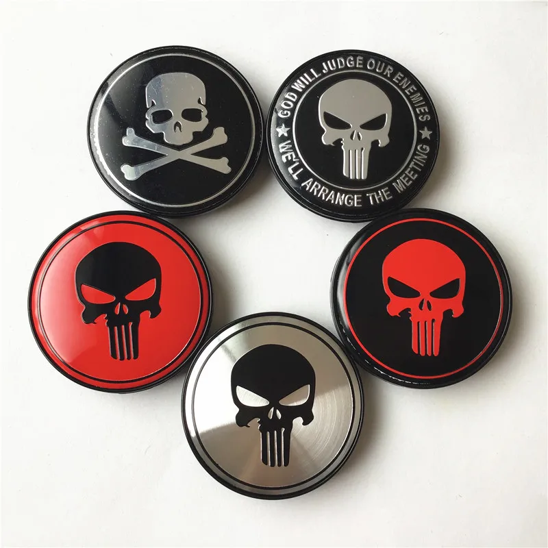 4 шт. 68 мм Череп Каратель Центральная втулка колеса автомобиля Кепки эмблемы