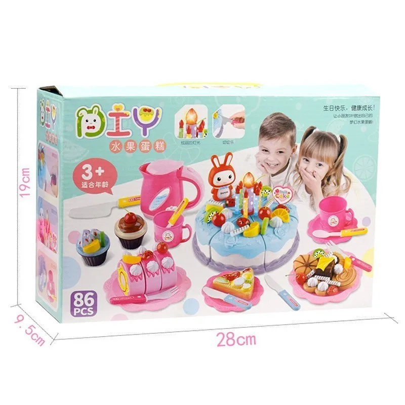 Игрушка «сделай сам», фруктовая нарезка, торт на день рождения, кухонные игрушки, игрушка «сделай сам», розовый, синий, подарок для девочек, д... от AliExpress WW