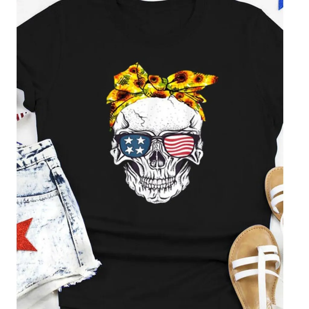 Женская блузка Jaycosin женская летняя уличная одежда с принтом американского флага