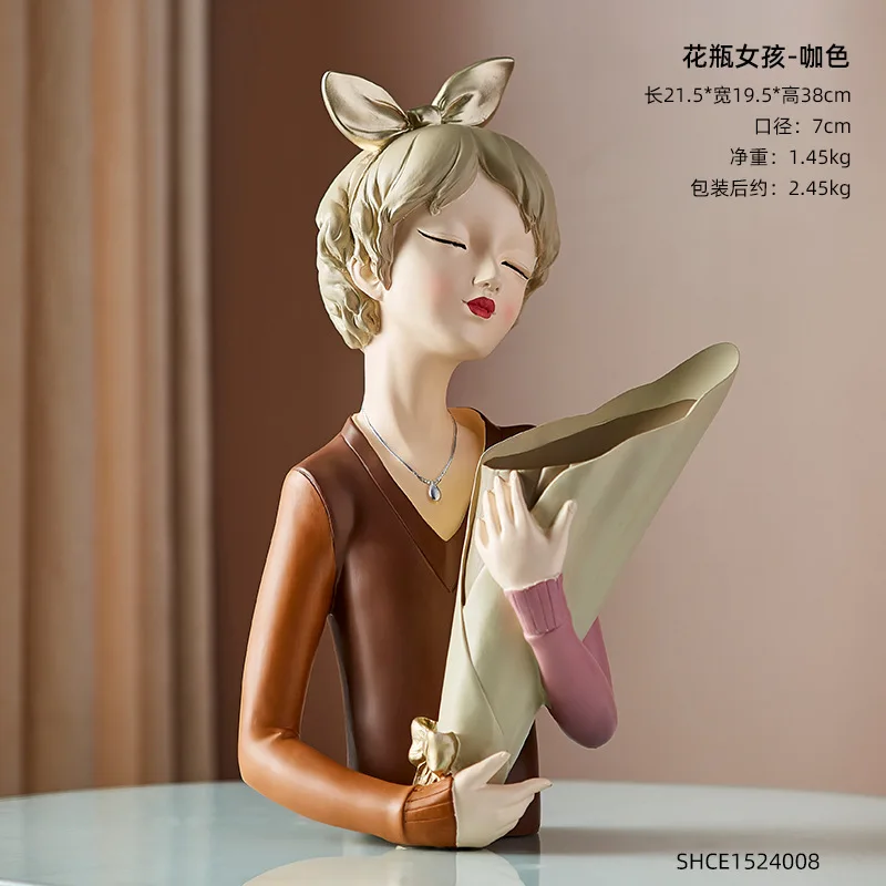 

Nordic Luxury Sculpture Vase Flower Stand Clear Creative Fashion Ornaments Design Decoracion Salon Casa Home Decoration EC50HP