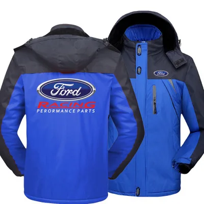 

2021Winter Jacket Men for Ford logo Thick Velvet Warm Coat Male Windproof Hooded Outwear Casual Mountaineering Overcoat C3