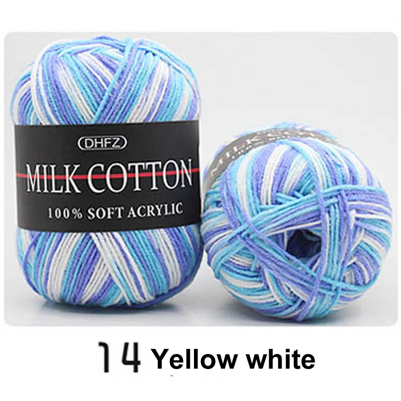 yellow white 18 цветов, ручная вязка, молочный мягкий хлопок, шерсть, пряжа для детей, двойная вязка, вязаный крючком свитер, шарф, шапка, ручная вязка, пряжа - Цвет: yellow white