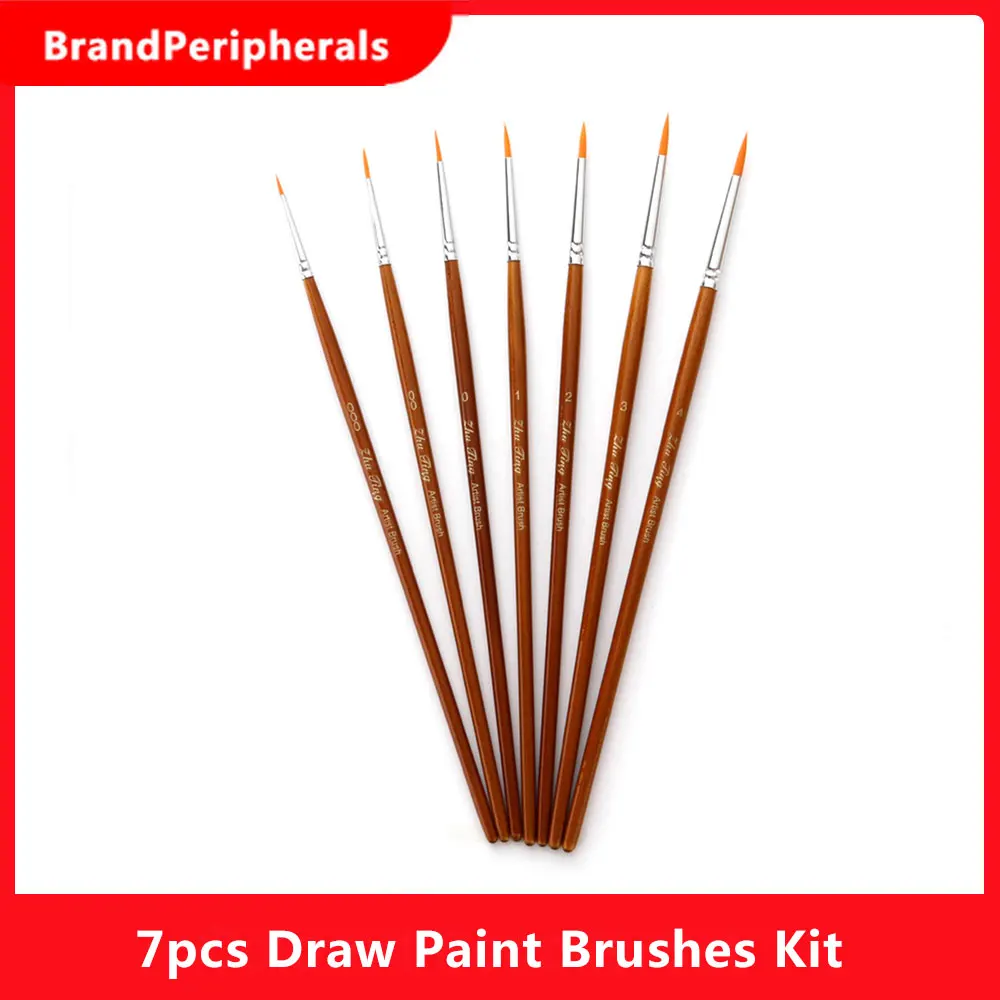 7 шт. набор кистей для рисования кисть художника нейлоновая волос заостренная