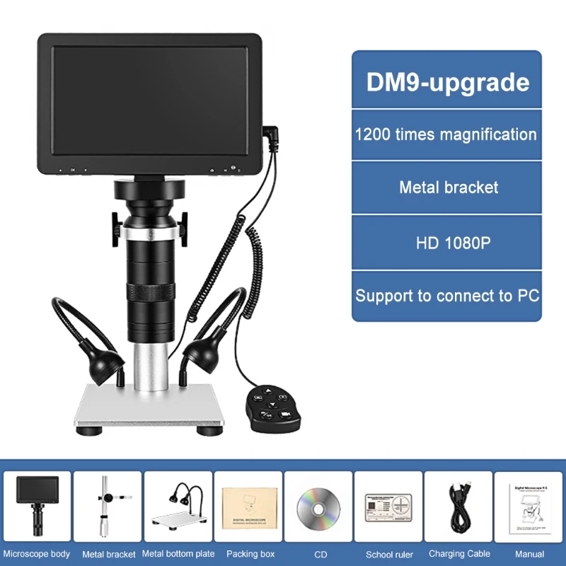 

Цифровой USB-микроскоп с ЖК-экраном 7 дюймов, поддержка TF-карты, увеличение 1200X, 12 МП, 1080P, ручной видеорегистратор