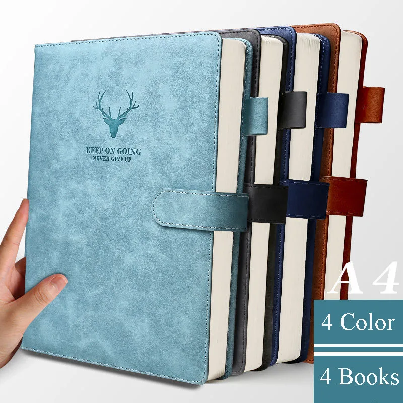 

A4 Notebook Ultra-thick Thickened Notepad Business Soft Leather Work Meeting Record Book Office Diary Sketchbook Students Cute