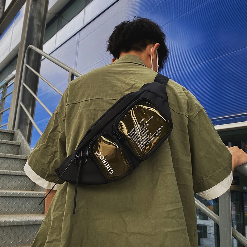 Preço Mochila Pequena Transparente De Marca Maré, Bolsa Esportiva Para Peito, Hip-hop, Personalidade Feminina, Bolsa De Cintura