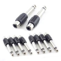 10pcs rca female jack to 6 35mm 14 male mono plug audio adapter connector for diy fm microphone