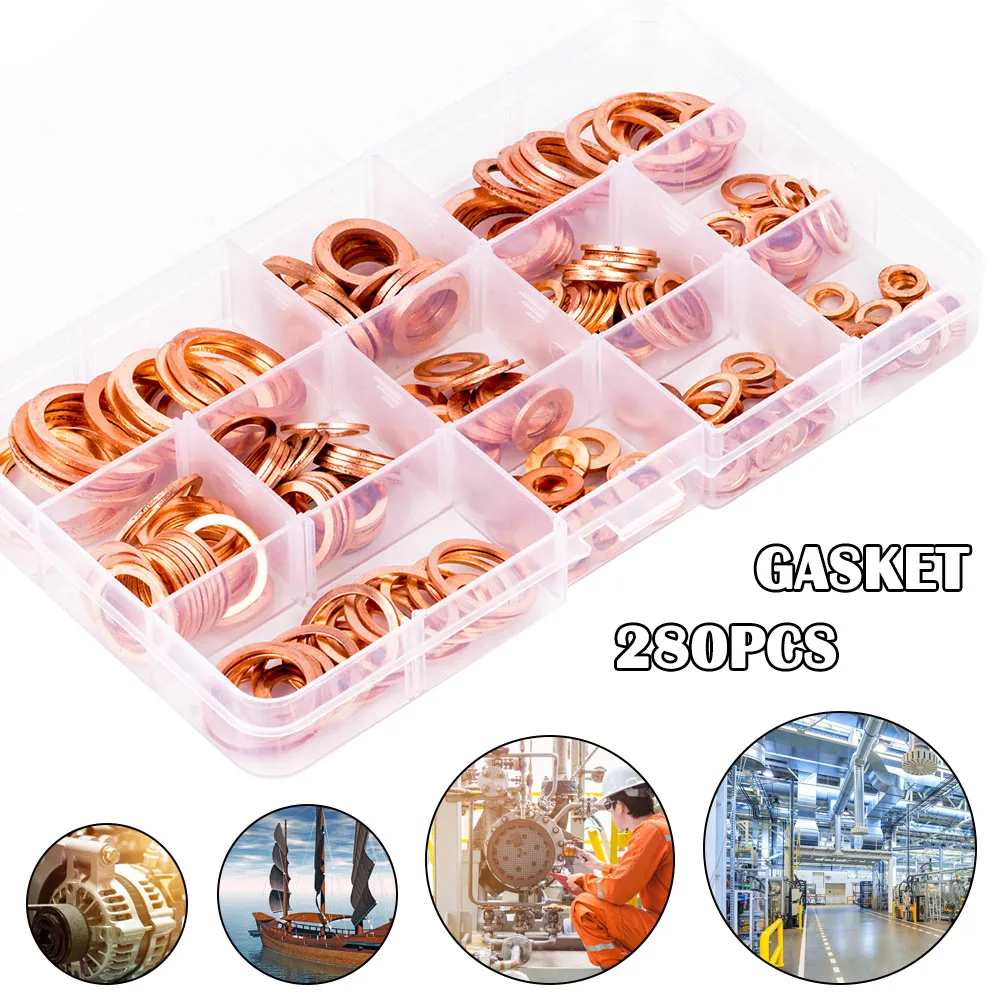 Высокое качество 280 шт./компл. медная уплотнительная шайба Твердые прокладки