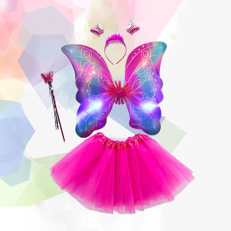 4 предмета в комплекте для девочек светодиодный сказочный костюм комплект с