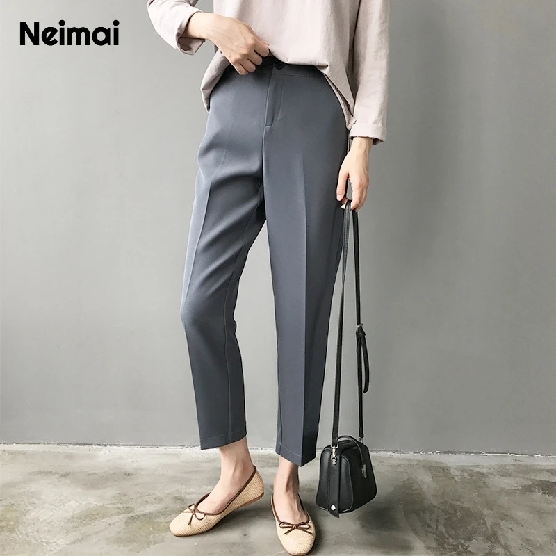 Осень 2019 новые уличные повседневные брюки женские широкие с высокой талией