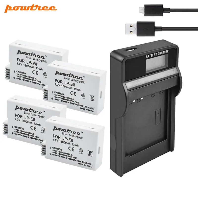 Зарядное устройство Powtree для Canon EOS 550D 600D 650D 700D X4 X5 X6i X7i T2i T3i 1800 мАч Аккумулятор AKKU +