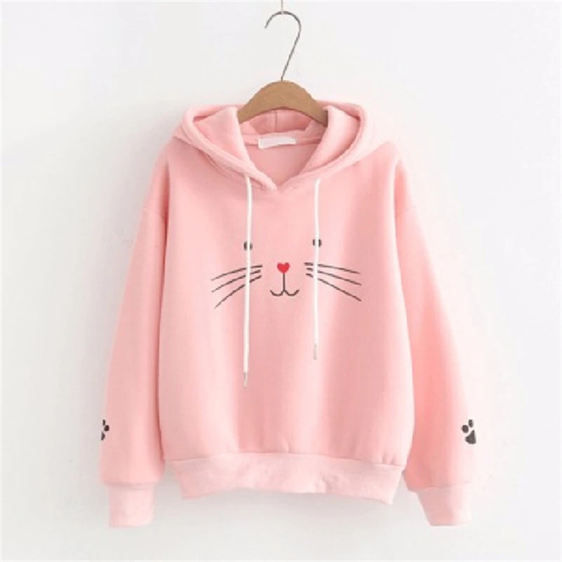 

Winter Ins Solid Color Women Velvet Padded Hooded Sweatshirt Korean Style Trendy Student Pullover Hoodie Loose Anime Hoodie