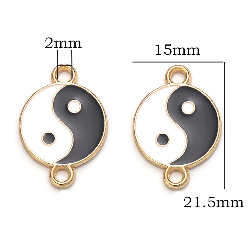 Фото Подвески Yinyang с 2 отверстиями для подвешивания, 21,5x15 мм, 10 шт./лот №2