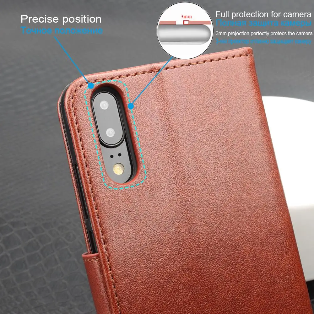 Кожаный чехол-книжка для huawei Y6 Pro Prime 2017 2018 2019 кошелек с защитой от падения на 360