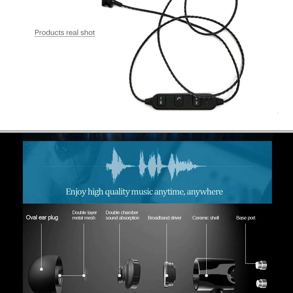 CBAOOO IE800 Bluetooth Oortelefoon HF800 Keramische Bass Draadloze Bluetooth Hoofdtelefoon HiFi ordopjes стерео наушники-вкладыши Oortjes
