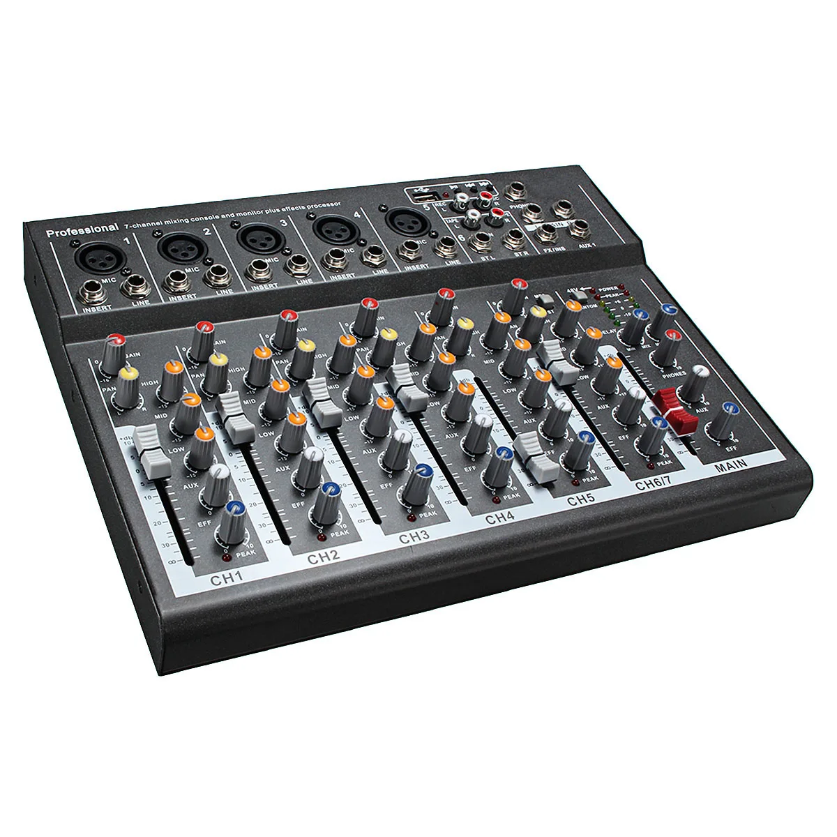 7 канальный студийный микшер для караоке LEORY профессиональный консольный