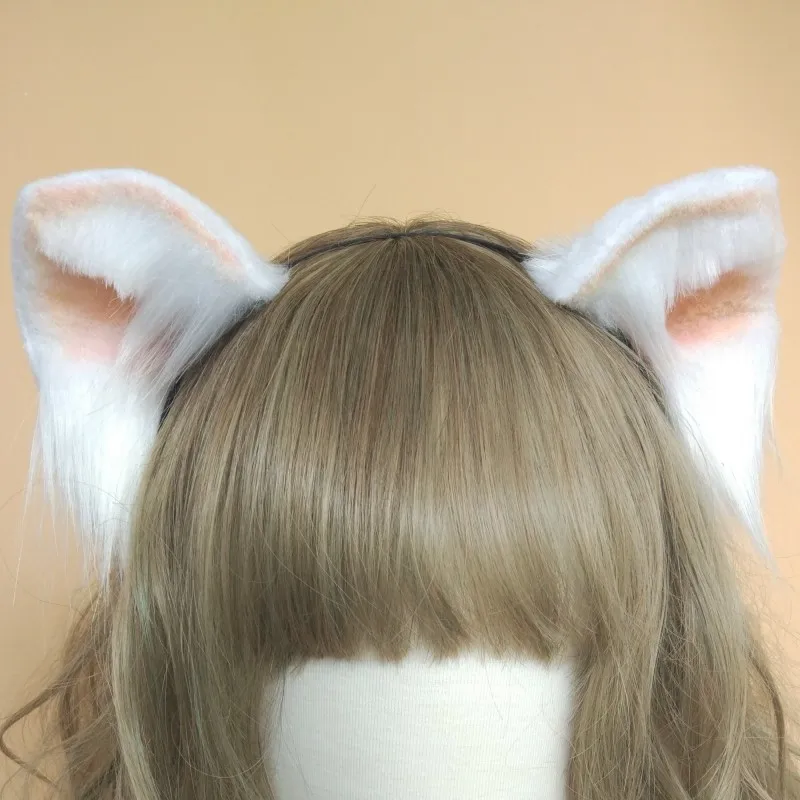 Лолита косплей костюм аксессуары Симпатичная кошка neko уши лиса обруч для волос черный белый головной убор сделано в ручную