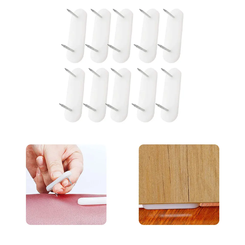 

10PCS Bedsheet Pins Bed Skirt Furniture Chair Holding Clips Plastic Head Double Pin Anti-Kick Buckle Fixer Useful Household Clip