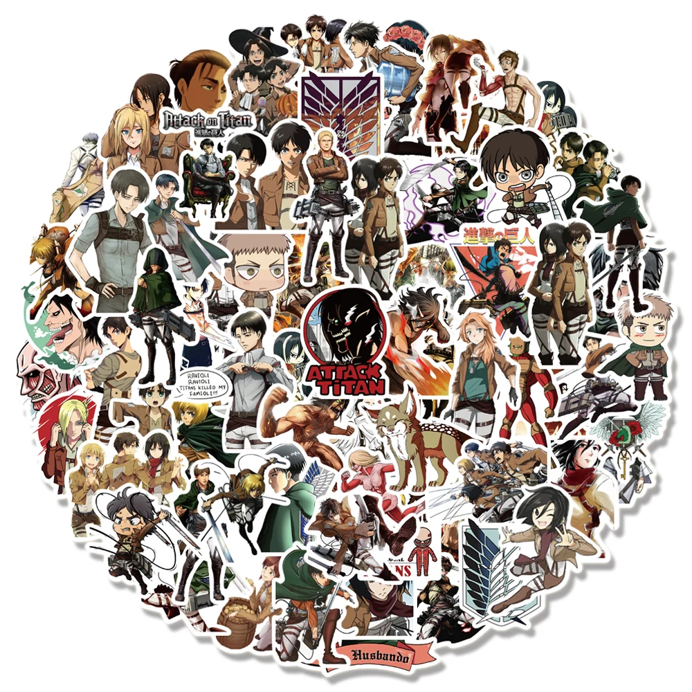 

100 PCS Anime Stickers Attack On Titan Graffiti for Laptop Luggage Guitar Motorcycle Skateboard Car Waterproof Decal Toy Gift