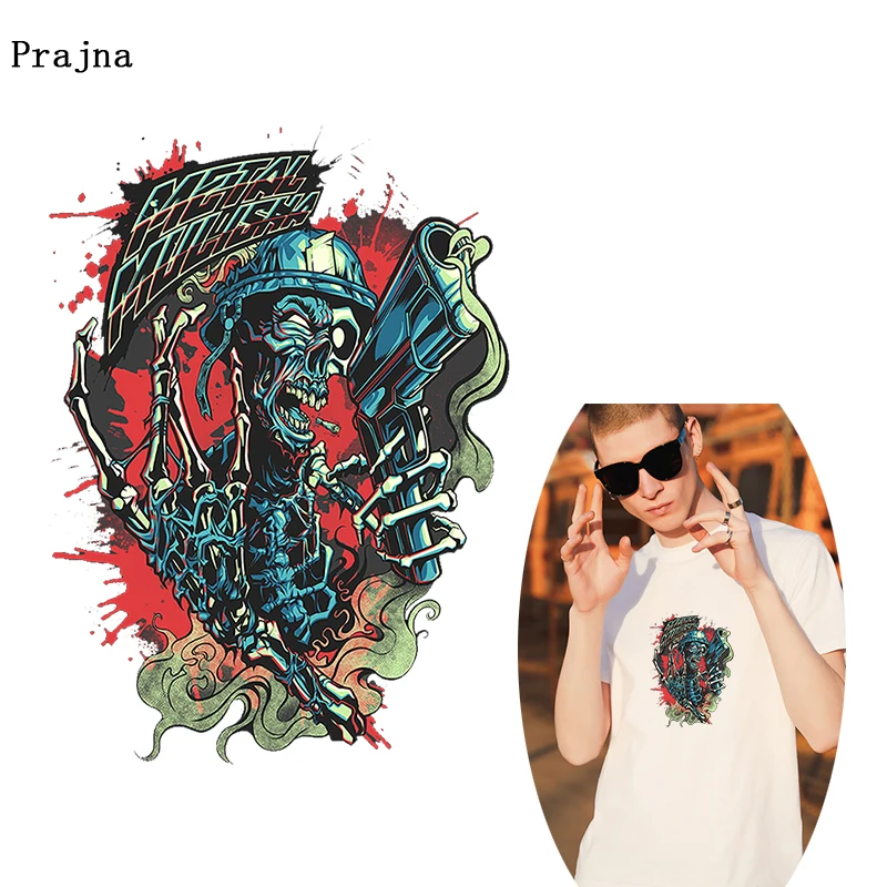 Prajna DIY термопереводные наклейки солдатские черепа патчи железо на переноске