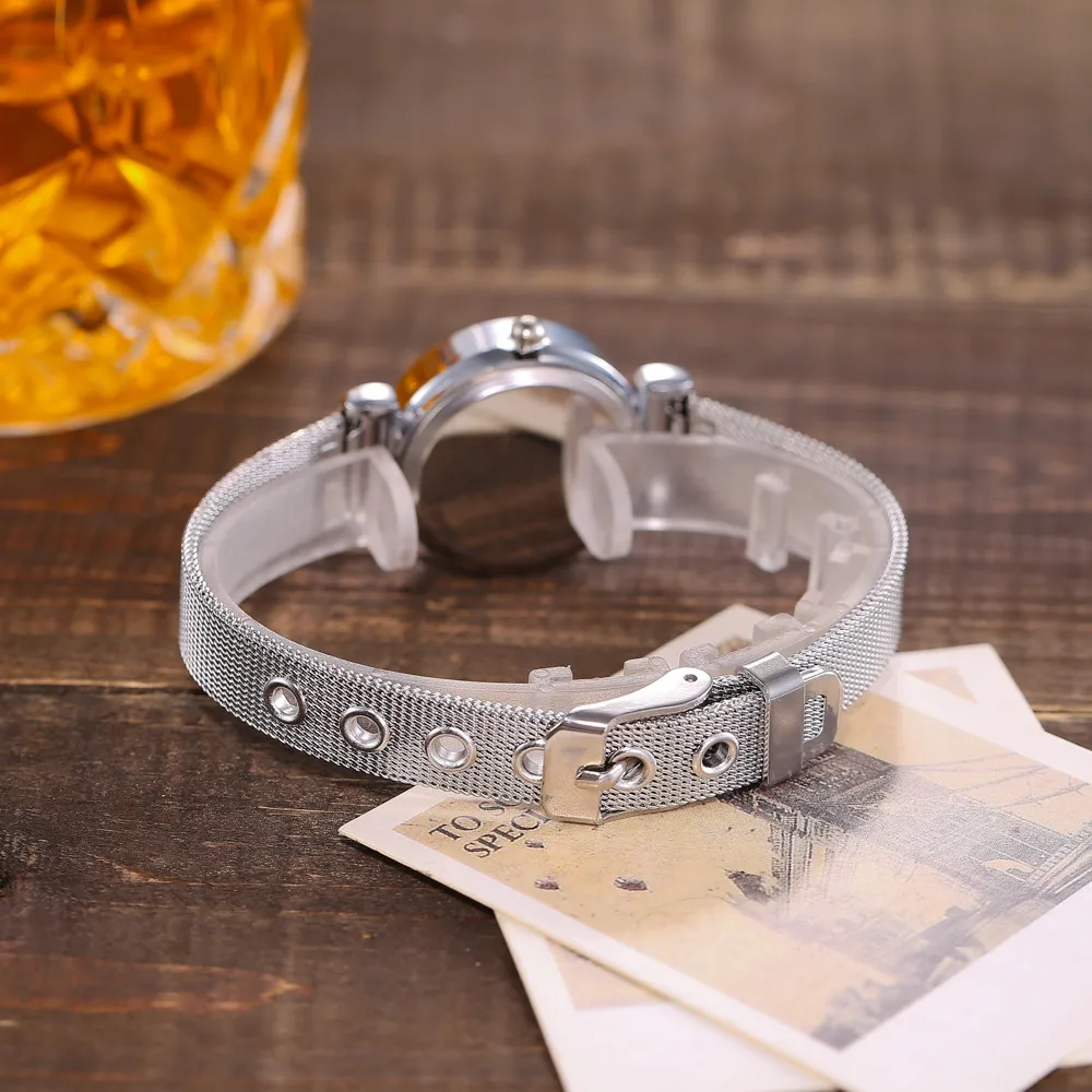 Модные женские часы серебряный маленький чехол кварцевые Повседневный ремешок