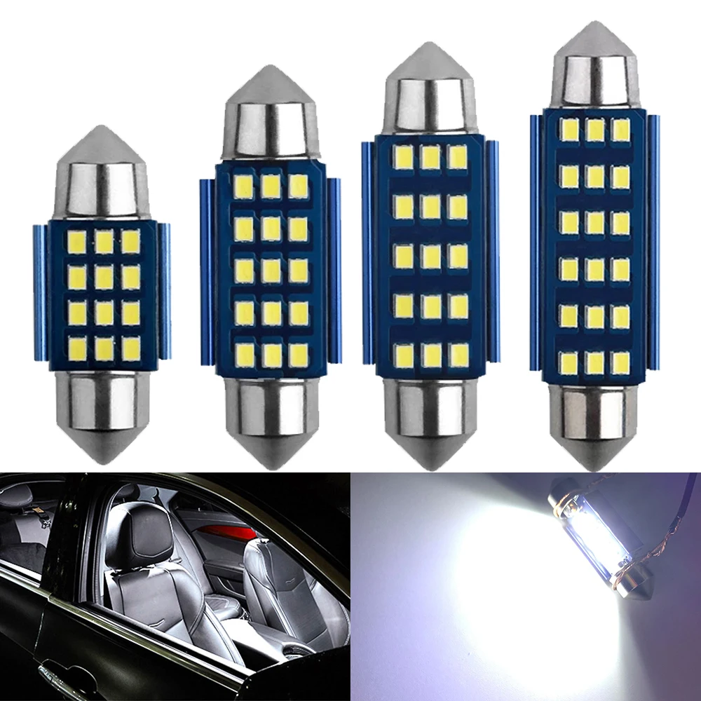 

2x 2016 Chip Festoon C5w Led Bulb CANBUS C10w Dome Lamp Reading Lamp Car Interior License Plate Light White Ice Blue 12V 31mm