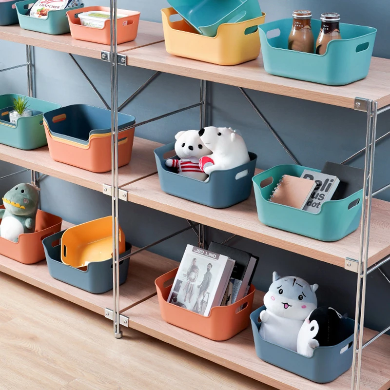 

Storage Basket with Handles Thick PP Materials Portable Desktop Sundries Snack Cosmetics Organizer Bins for Shelf K888