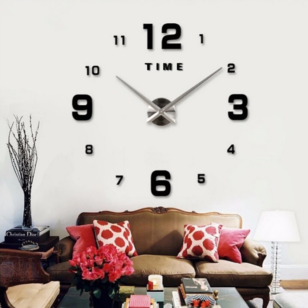 

47inch Wall Clock Modern Design Quartz Clocks Fashion Watches Mirror Sticker Living Room Decor 3D DIY Large Acrylic Wall Clock