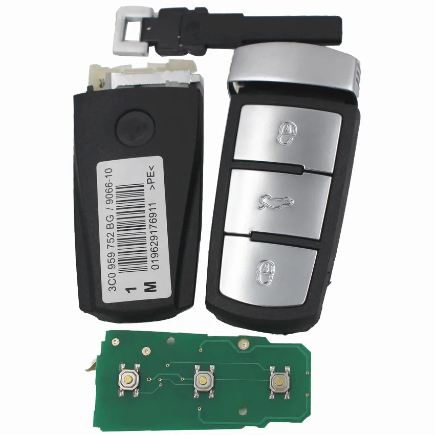 Умный дистанционный брелок 3 кнопки 434 МГц ID48 чип для Volkswagen VW MAGOTAN CC Passat 3C0 959 752 BA с пластиковым HU66 вставным ключом