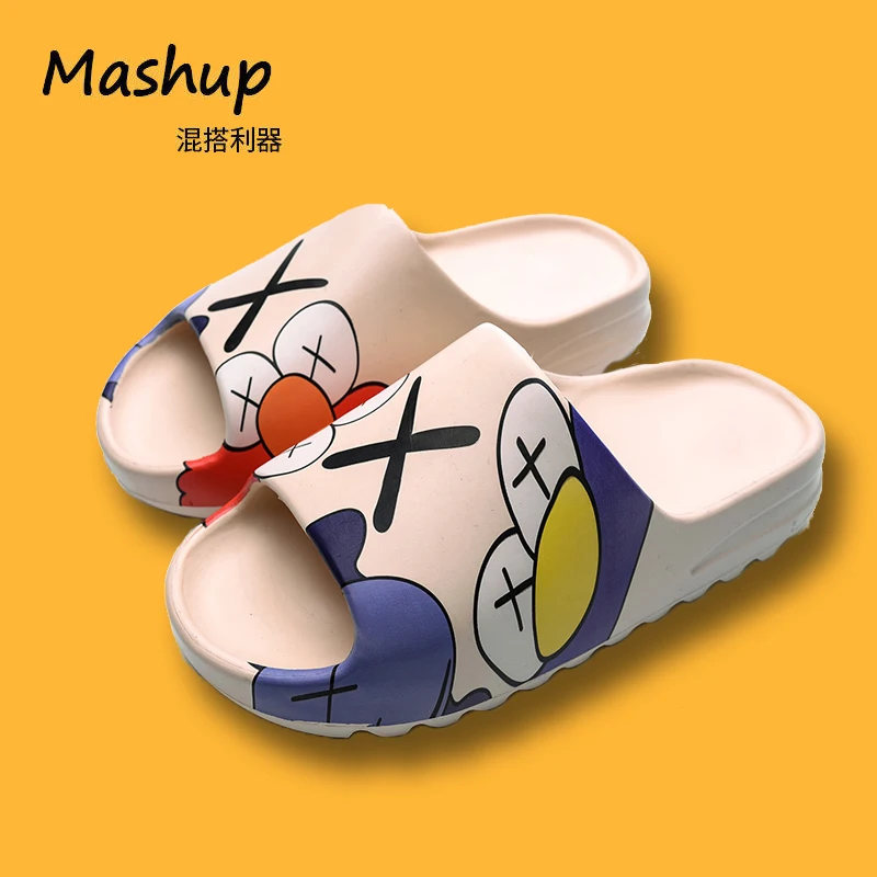 

2021 New Coconut Graffiti Thick-Soled Parent-Child Couple Slippers Love Lightweight Super Elastic Beach Shoes