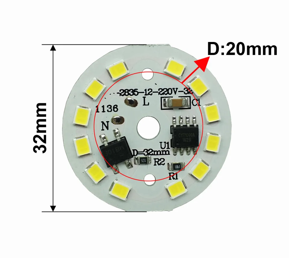 50 шт. 220 В 2835 5 Вт 7 32 мм|ic light|led plate light220v led light |