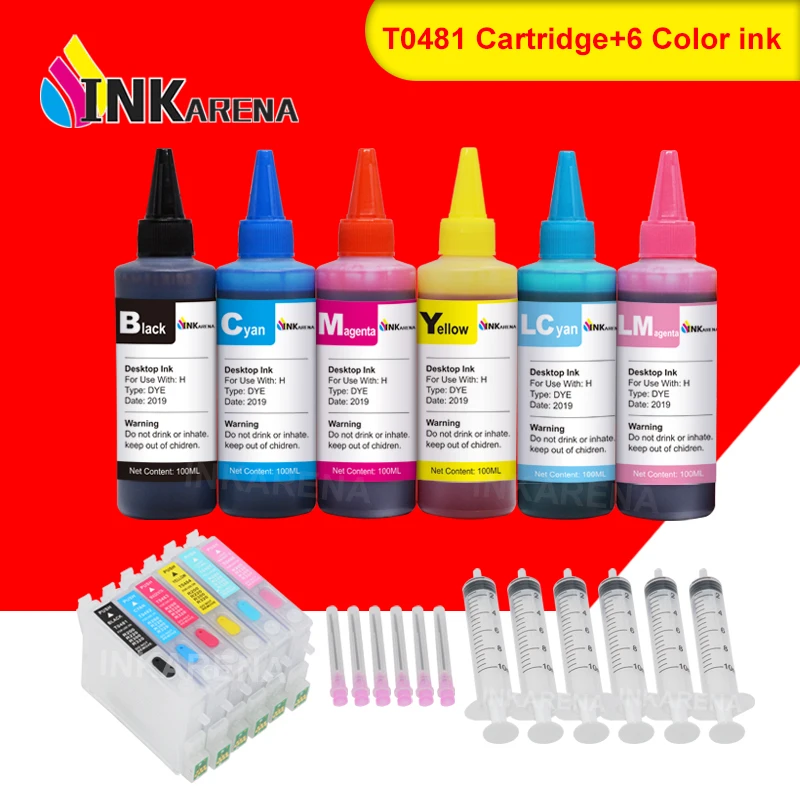 Картридж для принтера Epson Stylus Photo R200 R220 R300 R300M R320 R340 RX500 6 × 100 мл|Чернильные