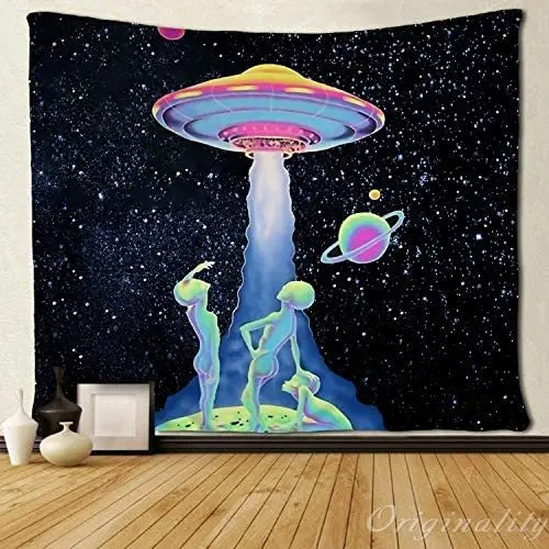 

Space Tapestry Starry Sky Planets Galaxy Blacklight Alien And Ufo Wall Hanging Living Room Bedroom Decor