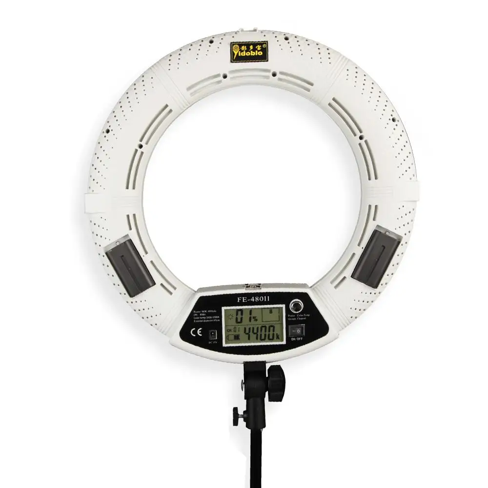 

Yidoblo FE-480II Makeup Ring Light LED Video Light Ring Lamp LCD Screen Display Warm & Cold Adjustable Color Lighting 96W 5500K