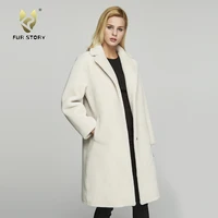 womens fur coat real sheep shearing fur coat with turn down collar winter sheep sheared jacket sheepskin coat fs17145
