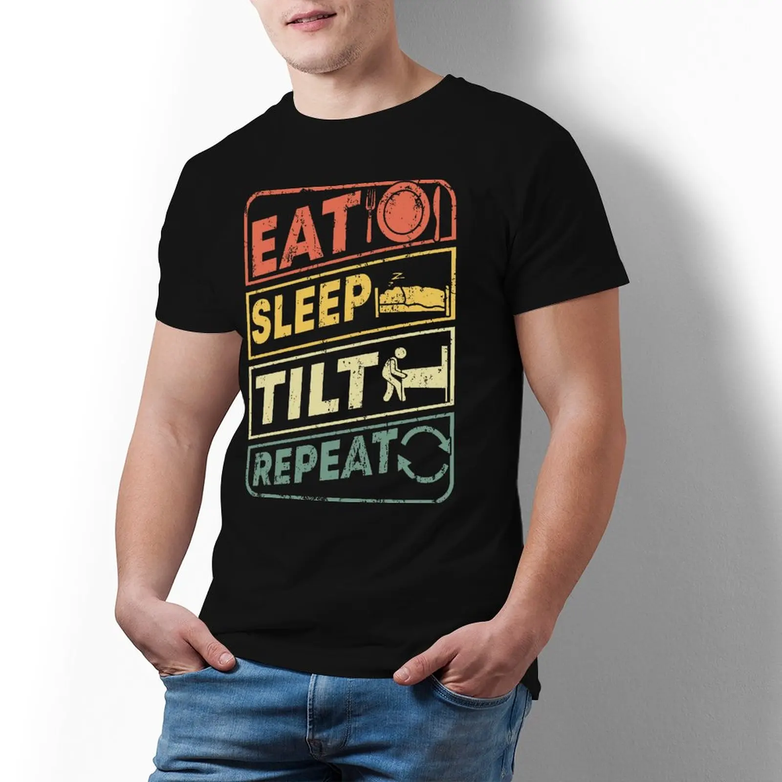 

Arcade Game Letters T Shirt Eat Sleep Repeat Short Sleeves Summer T-Shirt Printed 100 Cotton Tshirt Male