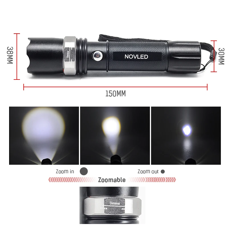 Тактический зум фонарик водонепроницаемый светодиодный 5 Вт 5000lm AAA аккумулятор