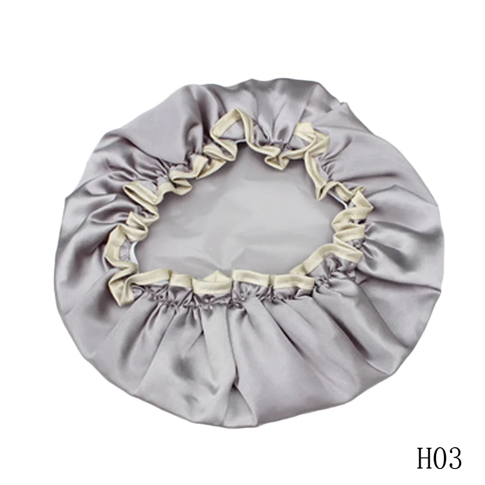 

1pc Lovely Thick Women Shower Satin Hats Colorful Bath Shower Caps Hair Cover Double waterproof Bathing Cap Wholesale bonnet