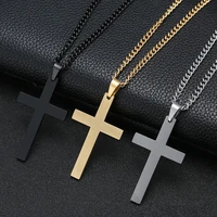 fashion christian jesus single titanium cross necklaces pendants women stainless steel gold black prayer choker men jewelry
