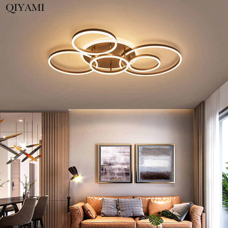 $59.00 Modern Round Design Ceiling Lights For Living Room Bedroom Gold White Coffee Painted Circle Rings Lighting Fixtures Luminaire