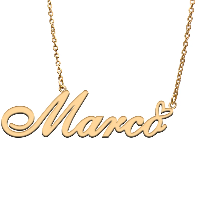 

Marco Name Tag Necklace Personalized Pendant Jewelry Gifts for Mom Daughter Girl Friend Birthday Christmas Party Present