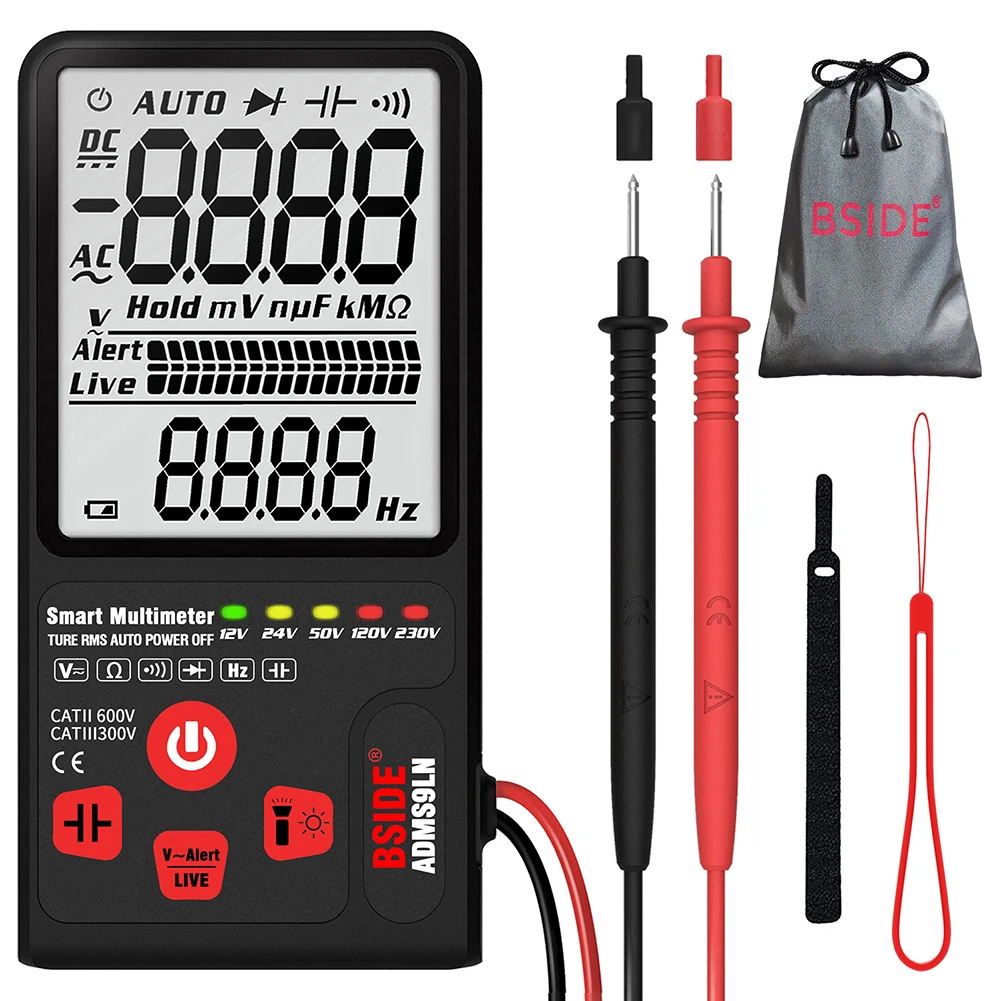 Цифровой мультиметр тестер 9999 отсчетов ADMS9CLN большой 3 5 дюймовый ЖК дисплей