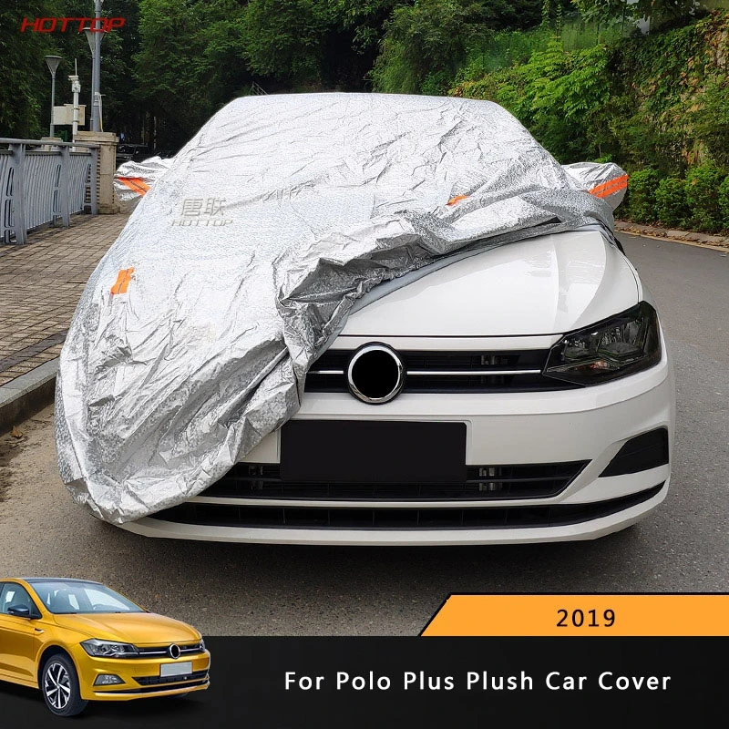 

For Volkswagen VW Polo Plus 2019 Car Cover Sun Protection Water Resistant Windproof All-Inclusive Thick Flocking Insulation