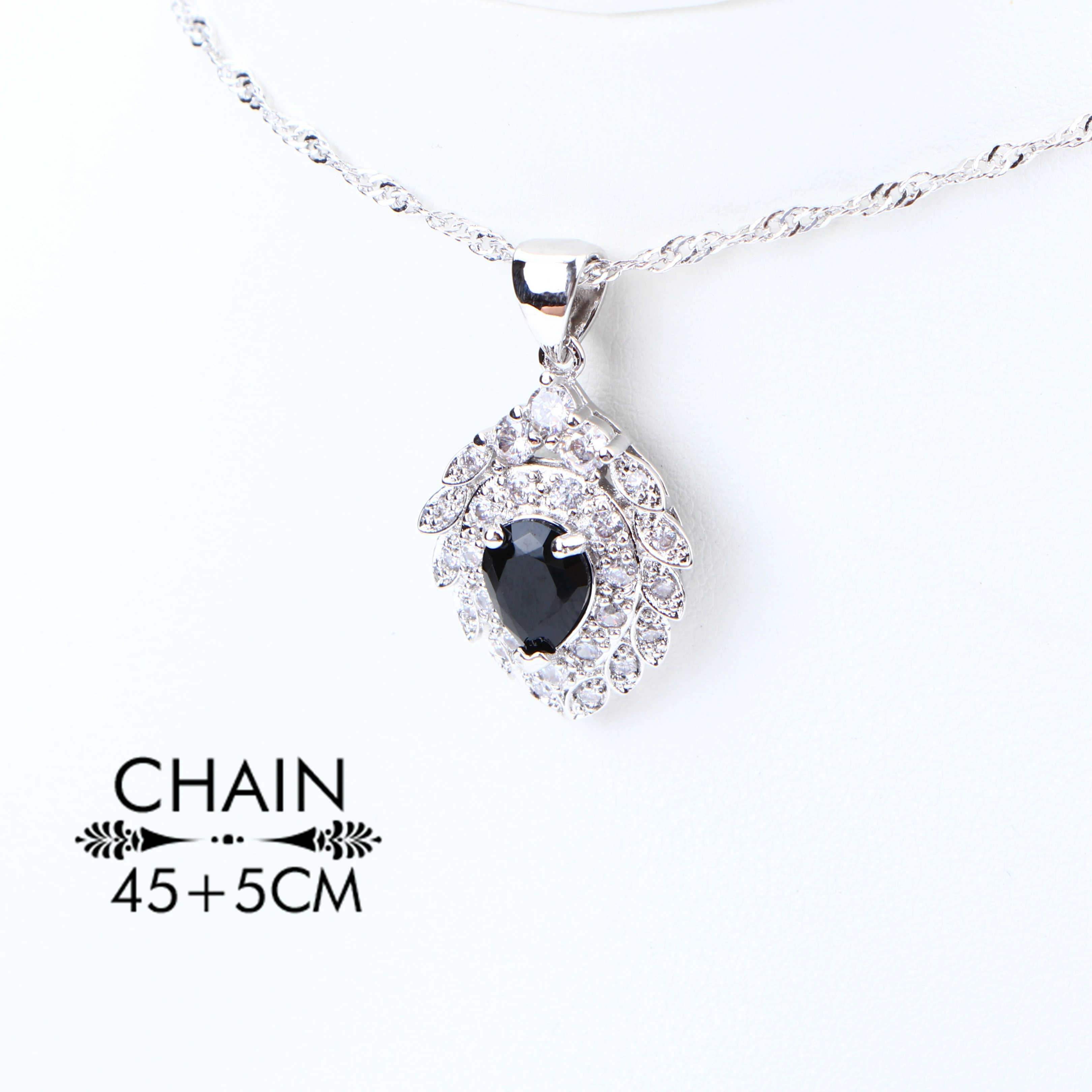 Набор свадебных украшений из серебра 925 пробы с черным кубическим цирконием