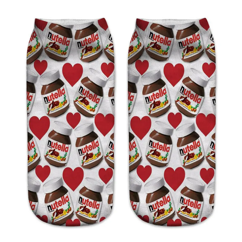 7 Женские Забавные милые носки с 3d принтом, белые носки с изображением nutella, носки унисекс с рисунком кота, единорога, рождественский подарок, носки, Прямая поставка - Цвет: 7