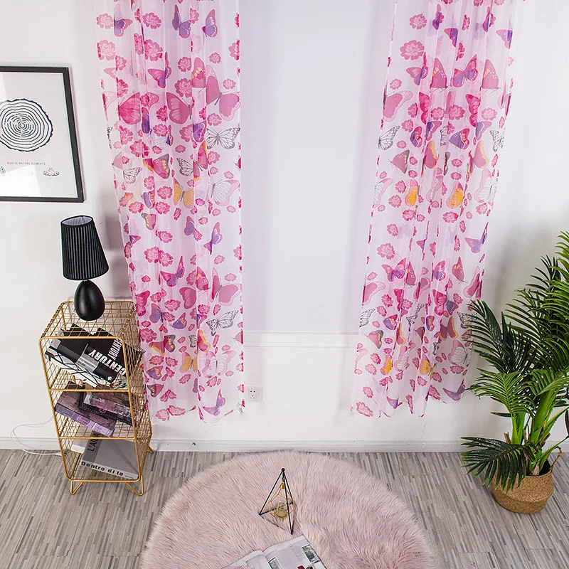 Прозрачные Занавески с бабочками Тюлевая драпировка для окон занавеска из вуали