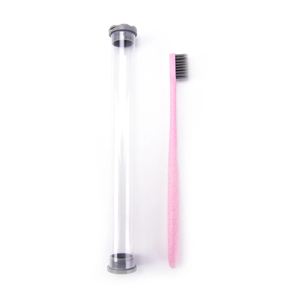 

Travel Creative Adult Soft Toothbrush 1pcs Portable Wheat Straw Tooth Cleaning Charcoal Bristle Brush With Travel Storage Case