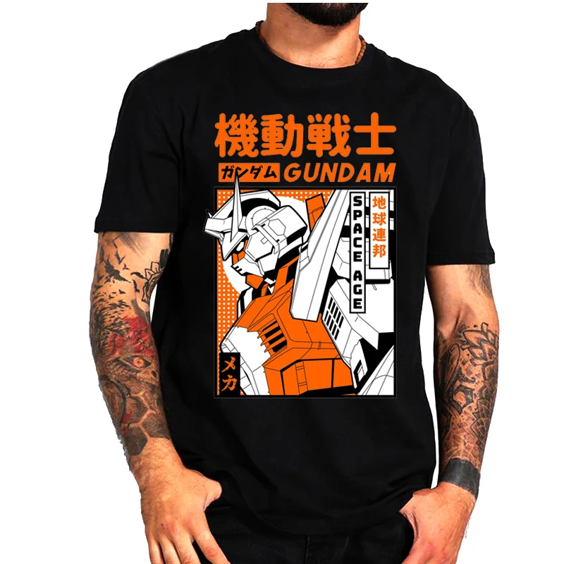 Футболка Gundam мужская с коротким рукавом простая модная тенниска круглым вырезом
